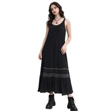 MILLENNIUM Grey Crinkle Midi Dress Tiered Minimalist Lagenlook Size L