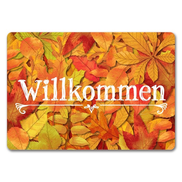FußMatte In 35X50 Cm Ohne Rand Mit SchöNen HerbstbläTtern Und Schriftzug --image