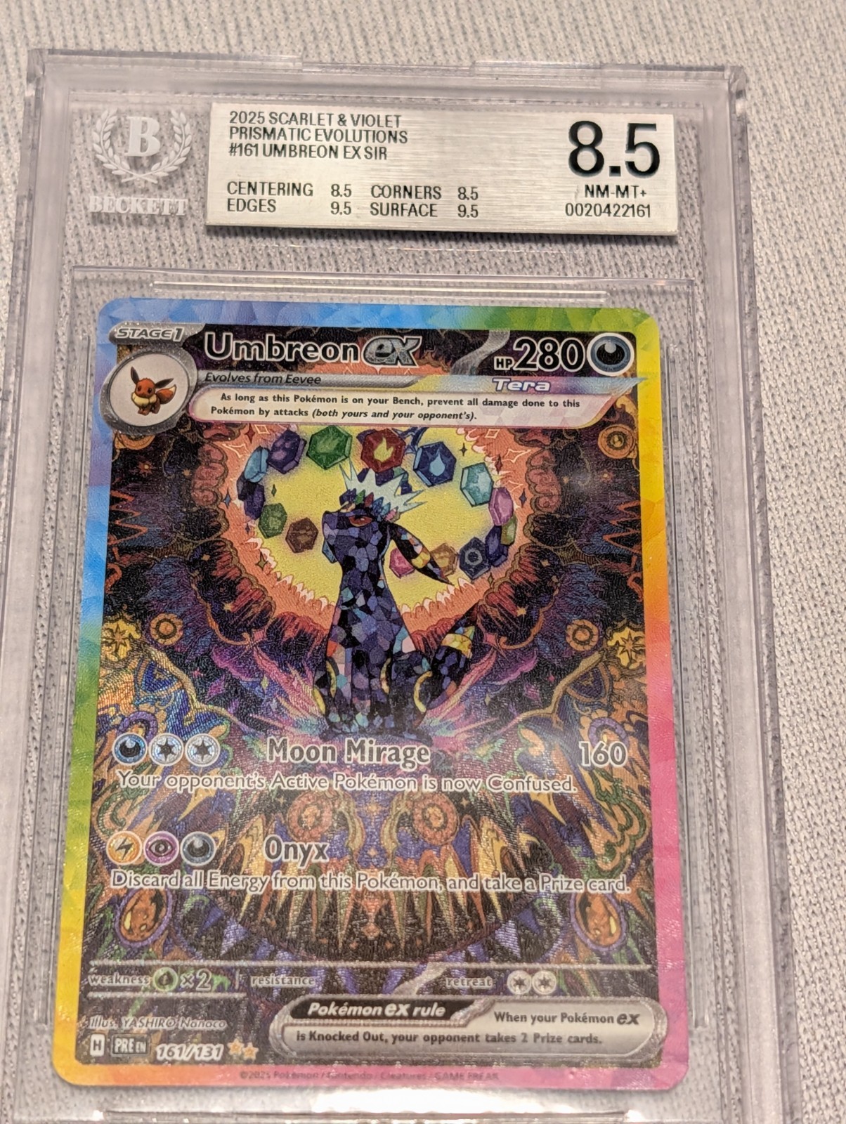 2025 POKEMON PRE EN-PRISMATIC EVOLUTIONS #161 UMBREON EX BGS 8.5