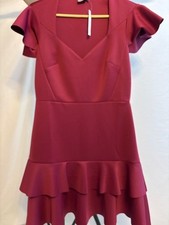 asos stretchy Neoprene dress maroon sz 8