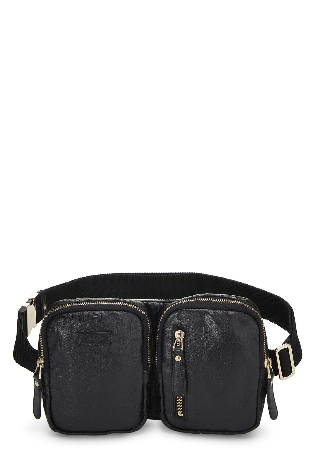 Gucci Black Guccissima Double Pocket Waist Pouch Small - WGACA