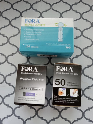 TWO BOXES 50=100 Fora Blood Glucose TEST STRIP V10/V30 Exp 2027 & Lancet Exp2030