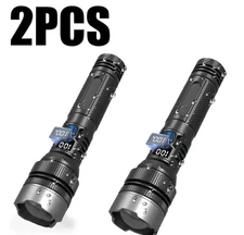 2 PCS Strong 2 In 1 Flashlight Rechargeable Zoomable Waterproof for Outdoor Use
