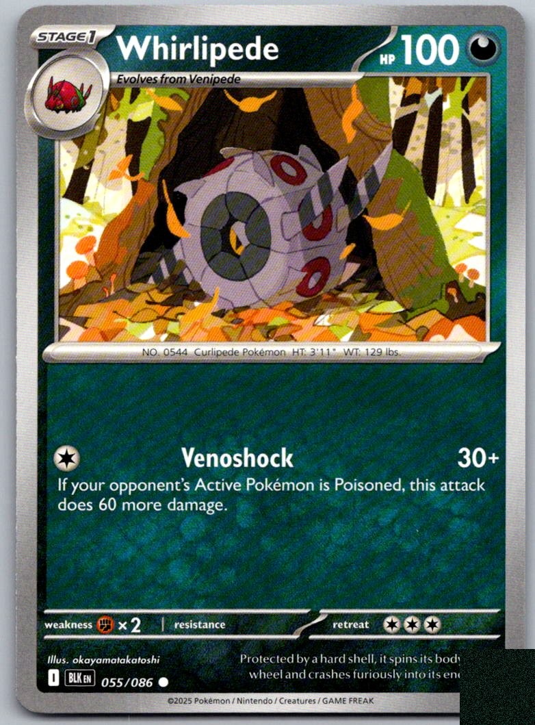 Whirlipede Black Bolt 055/086 Common PokéMon — English Near Mint