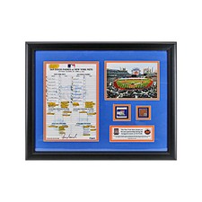 Citi Field Mets Opening Day Replica Lineup Card Game Used Base & Dirt Collage