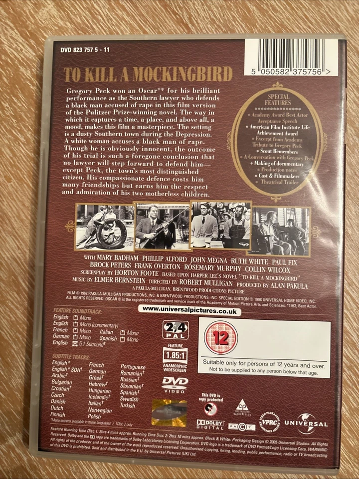 To Kill A Mockingbird Special Edition Gregory Peck DVD - Image 2 of 3