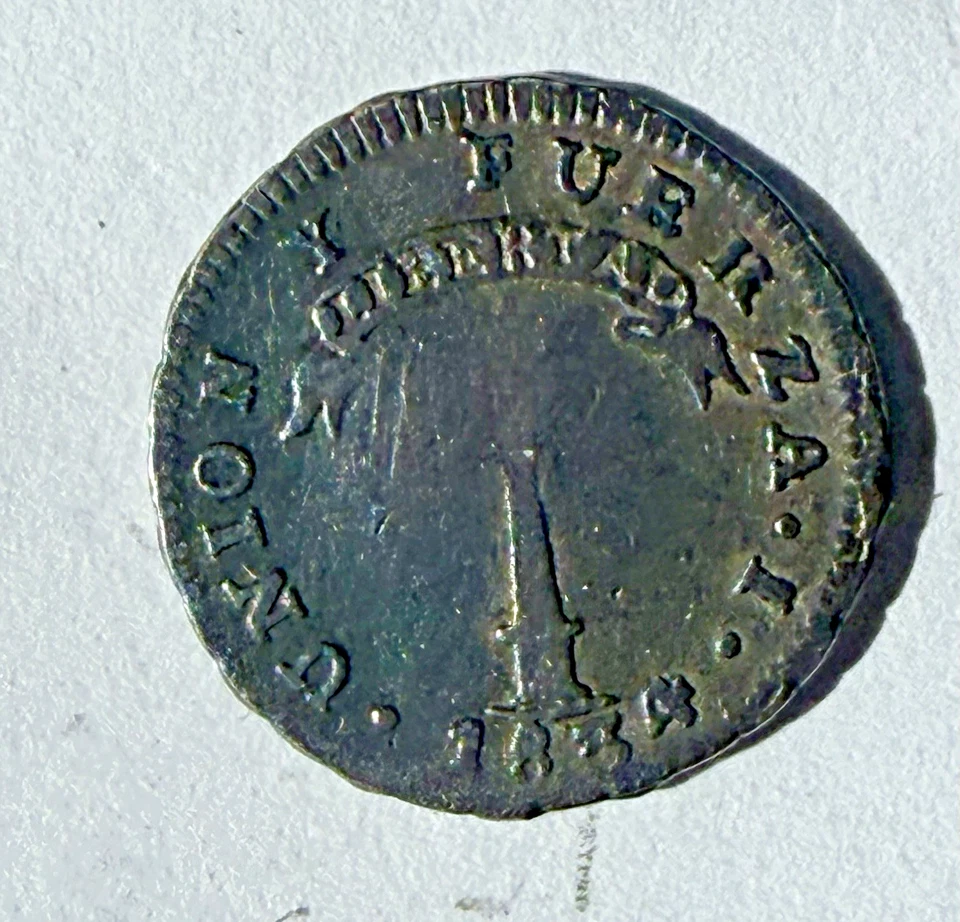 1834 Chile Silver Half Real  "Baby Volcano" ~ Free USA Shipping - Image 2 of 4