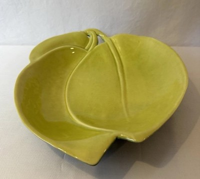 Mid-Century Leaf Serving Dish, 2 Tone Green, Cemar California Pottery, 1960 s
