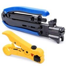 Coax Cable Crimper Kit, Coaxial Compression Tool, Adjustable RG6 RG11 RG59 75...
