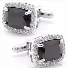 4Ct Emerald Cut Lab Created Diamond Men's Wedding Cufflink 14K White Gold Plated