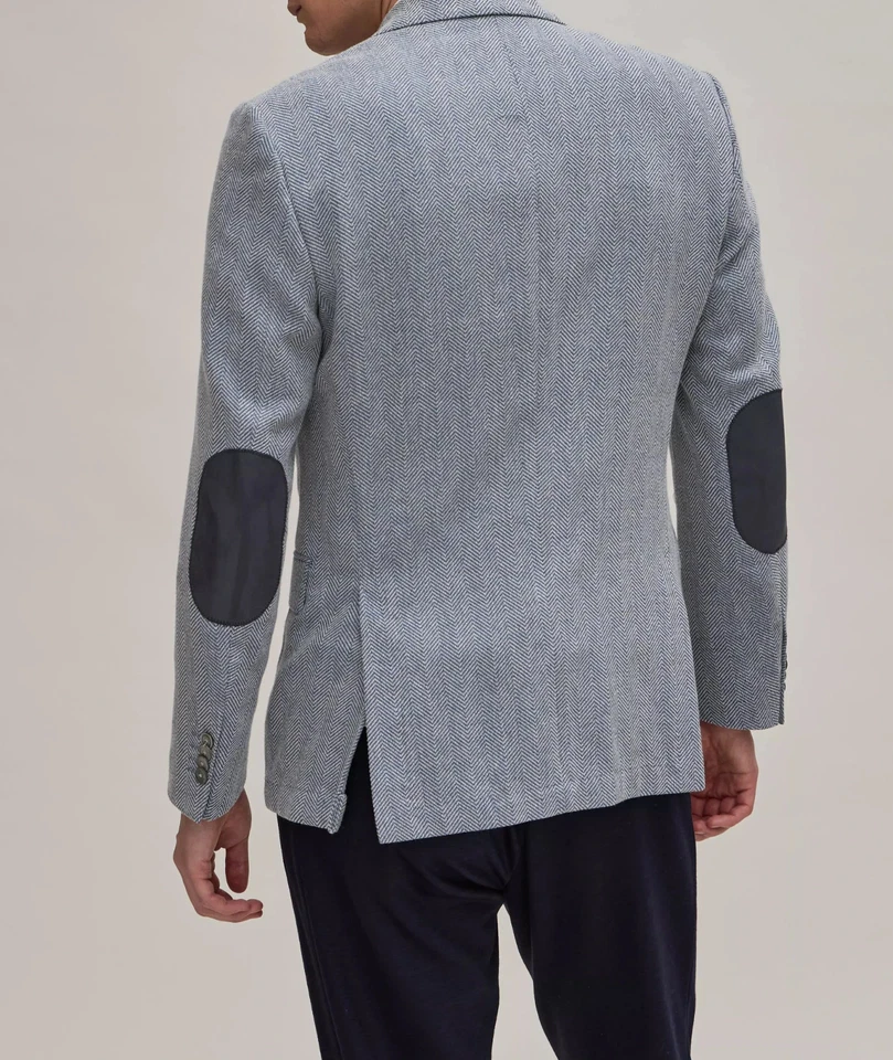 $695+ Abrigo deportivo Hugo Boss Hutson azul tejido espiga algodón lana para hombre 40R Foto 2 de 3