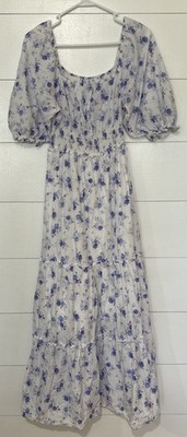 LOVESHACKFANCY X TARGET Size XS Dress White Purple Floral Cotton Cottagecore
