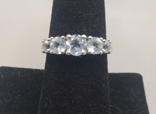 Aquamarine TESTED Gemstone Light Blue 925 KN Sterling Silver Ring Size 8  Box
