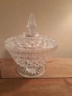 Vtg Anchor Hocking Wexford Clear Glass Footed Candy Dish With Lid