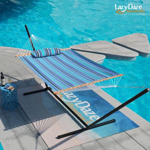 Lazy Daze 12 FT Sunbrella Fabric Hammock with Spreader Bars and Free Pillow F... - Picture 7 of 9