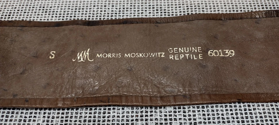 Cinturón Cinch Vintage Alta Costura Cuero Marrón MORRIS MOSKOWITZ Hoja Dorada Hebilla Pequeño Foto 4 de 4