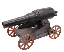 TOY CANNON 1920 Pre-War Conestoga Big Bang In Painted Steel Iron