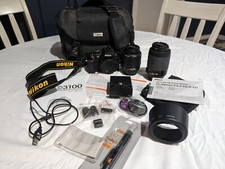 Nikon D3100 14.2MP Digital SLR Camera W 18-55mm  55-200mm Lens, Charger  Acc