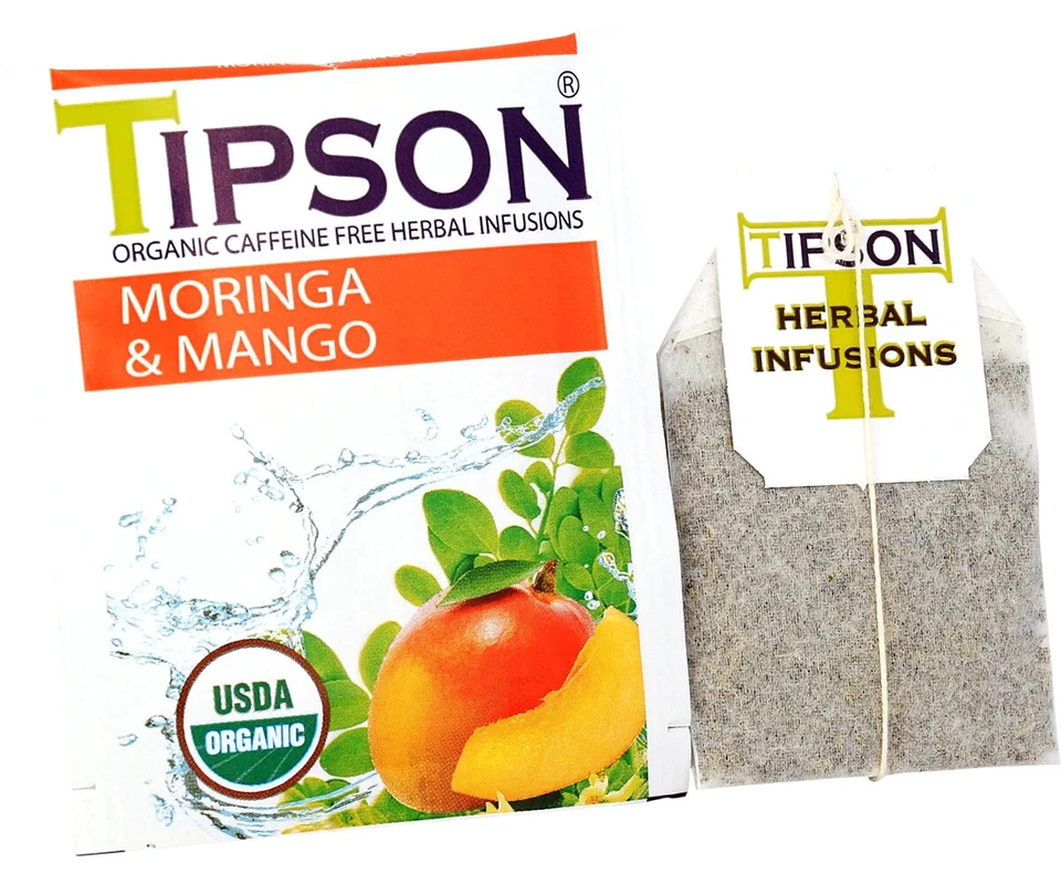 25 bolsitas de té de Ceilán Tipson orgánicas de moringa y mango - 37,5 g Foto 3 de 3