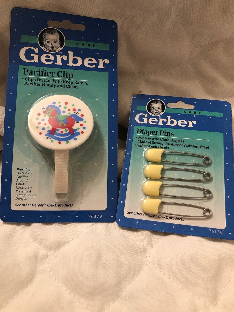 Vintage Gerber Pacifier Clip Diaper Pin Vintage 1991 Factory Sealed