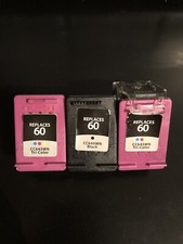 Lot of 3 EMPTY HP 60 Tri Color Black Printer Ink Cartridges