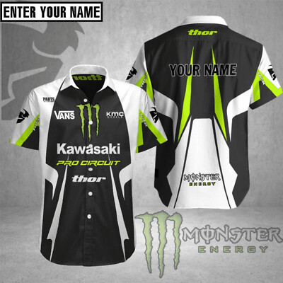 Personalized Kawasaki Racing Team Men Shirt Motocross 3D Print Hawaiian Shirt