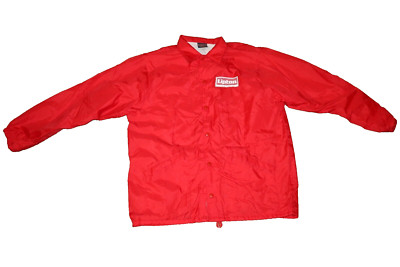 Vintage Lipton Tea Jacket Adult Large Red Snap Up Windbreaker Collar Drink Promo