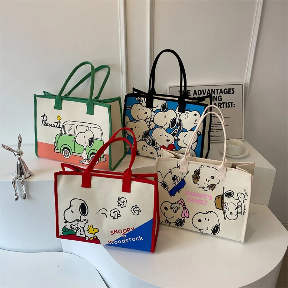 Snoopy Cartoon Canvas Handbag – Fashionable Kawaii Satchel & Tote Bag for Women