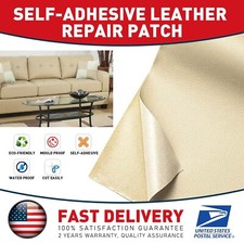 Beige Self-Adhesive Leather Repair Patch Tape Beige Seat Couch Sofa Chair Jacket