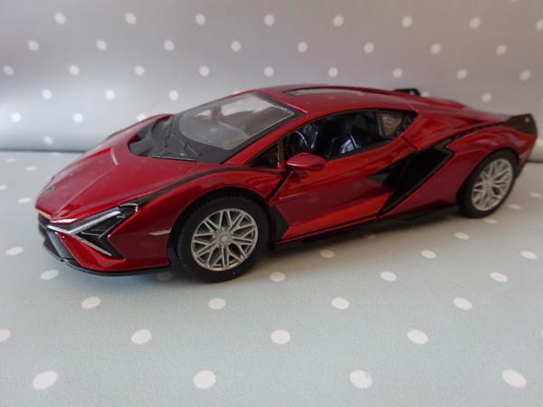 Lamborghini Sian Weinrot Modelauto Sportwagen Ca.12,5Cm Neu 1:40 RüCkzugmotor-image