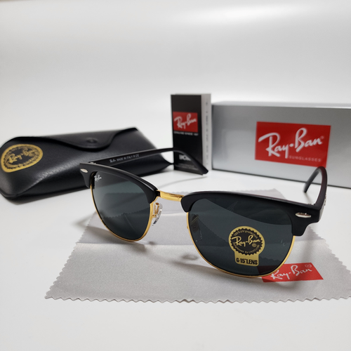 Ray-Ban RB3016 Sunglasses Clubmaster Black Frame Gray Lens 51 - 21 mm