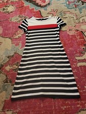 Chaps Womens S SP red white blue classic Americana tee shirt dress buttons