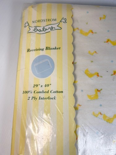 Vintage Nordstrom Baby Receiving Blanket 100% Cotton 29 x 40 NOS NEW White Ducks - Picture 4 of 7