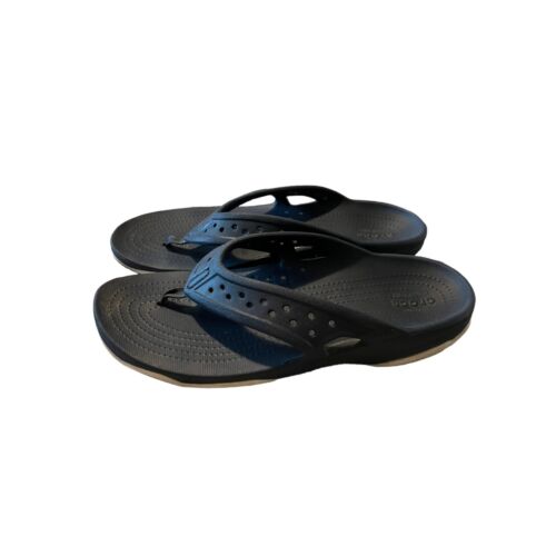 Herren Crocs Flip Flops Größe 11 Marineblau/Weiß - Bild 1 von 7