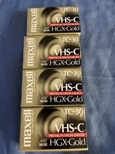  Lot of 4 NEW Blank Media Maxell HGX-Gold TC-30 VHS-C Camcorder Cassette Tapes