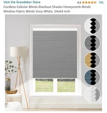 100% Blackout Cordless Cellular Shades Honeycomb Blinds Window Blinds