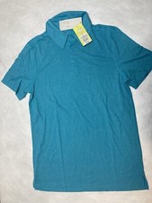 Large - Mens Textured Polo Shirt - All In Motion - Turquoise Size S