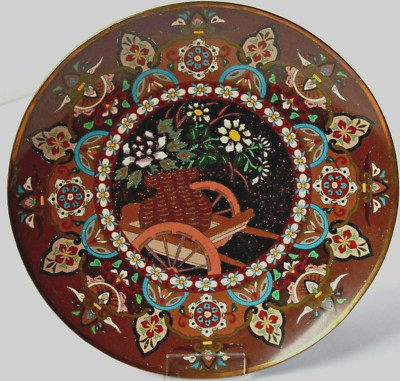 Cloisonné Teller Japan Asien Meiji Zellenschmelz Emaille um 1860 Ø 30 cm Selten