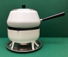 Spring Schweiz Fondue Set Brennpaste Emaille Inox Edelstahl Vintage + 6 Gabeln