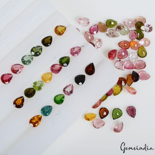 19.90 Ct Natural Multi Tourmaline 5mmx4mm Pear Calibrated Cut Unheated Gemstones - Picture 5 of 9
