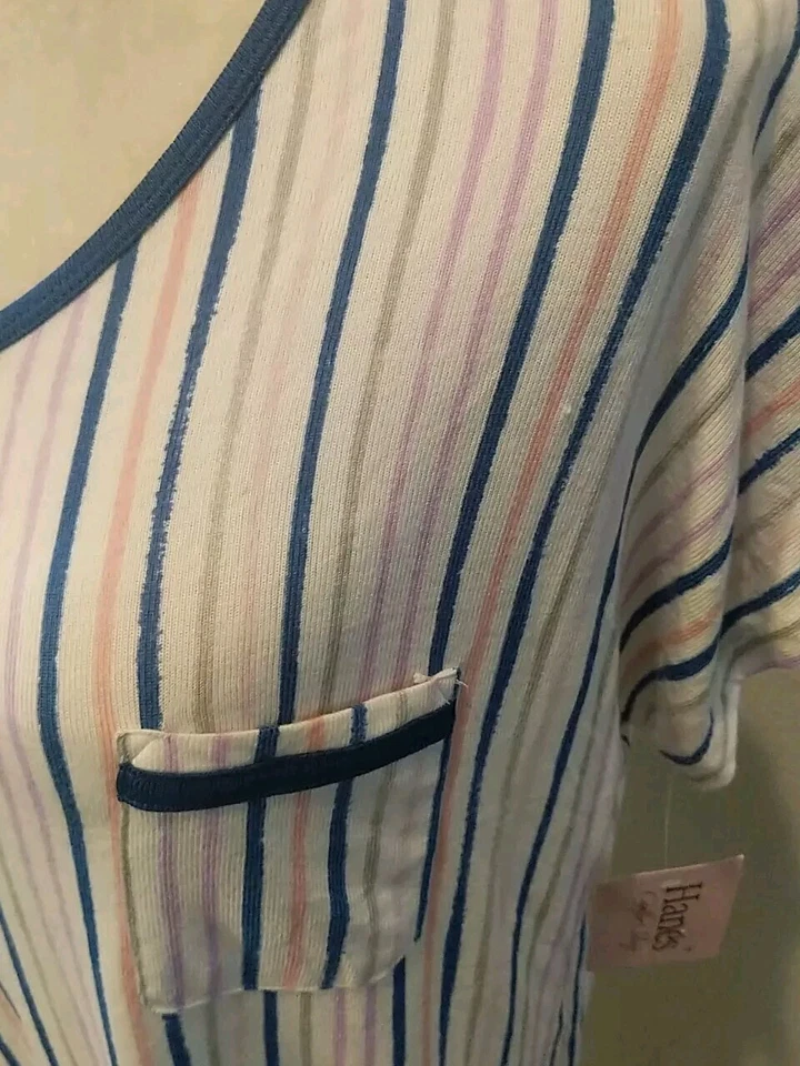 Hanes - Camisa de dormir manga corta a rayas - Mujer - Grande - Multicolor Foto 2 de 4