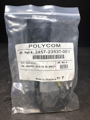 Polycom 2457-23533-001 DVI-A to 5 BNC (F) Adapter Cable. New In Bag!