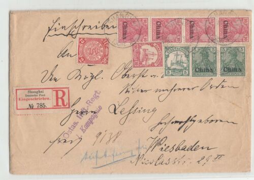 CHINA 1902 Cubierta Registrada Deutsche Post Shanghai Franqueo Mixto (c023) - Imagen 1 de 5