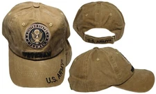 United States U.S. Army Veteran Khaki Tan Cotton Embroidered Cap Hat - Licensed