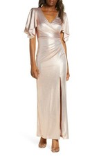 Eliza J Ruched Metallic Gown, Size 6 in Mauve 3/27