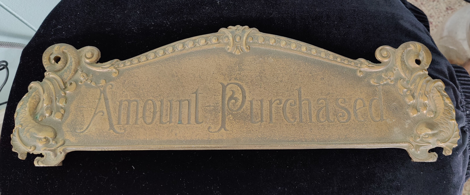 Antique Brass National Cash Register AMOUNT PURCHASED Double Sided