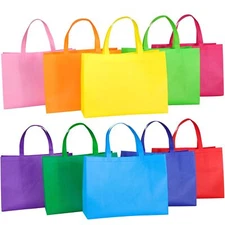 10 Pack 15.7 Inch Large Non Woven Tote Bags Reusable Shopping Grocery Bags