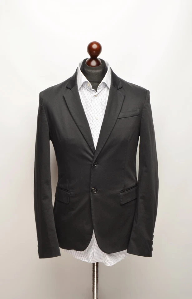Versace Jeans Black Cotton Stretch 2Btn Blazer Jacket Sz UK,US 36R / EU 46R Foto 2 de 4