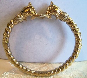 Authentic Stella Vintage Cougar Panther Cat gold plated Bangle Bracelet