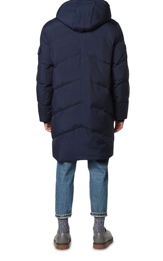 Andrew Marc Sullivan Chevron Quilted Knee Length Parka w Hood  INK BLUE  Sz XL image 5